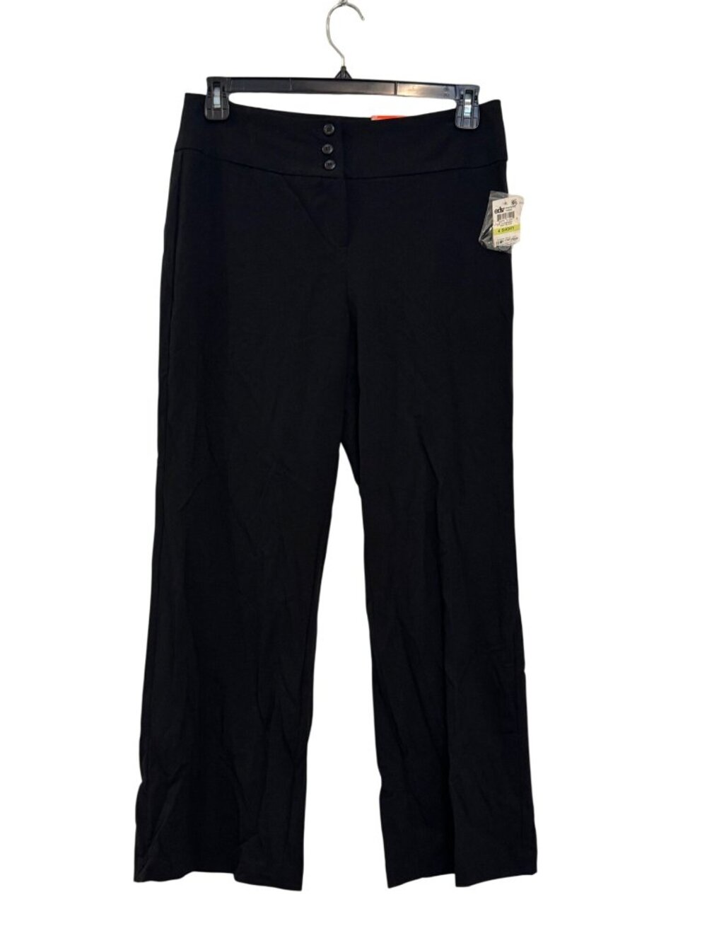 Style & Co Womens Wide Leg Mid Rise Pants 4S Short Length Black Polyester Blend